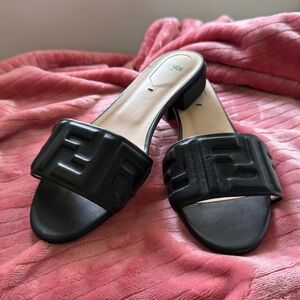 Fendi Black Slide Sandals